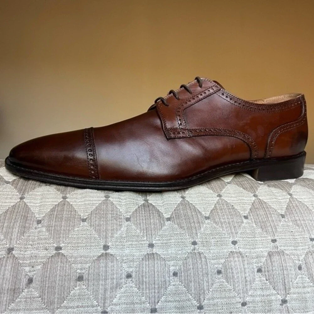 Saks Fifth Avenue Brown Italian Leather Cap Toe Lace Up Oxford Shoes Men’s12 M‎